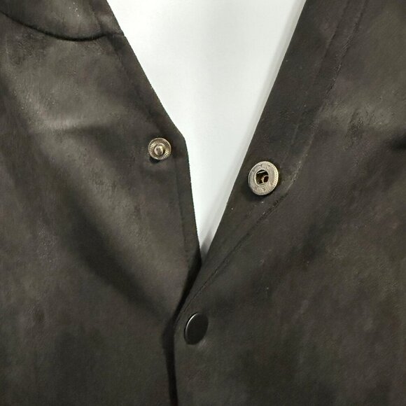 COOFANDY Faux Suede Vest Embroidered Snap Front Western Black Mens 2XL XXL NWT - Picture 7 of 12